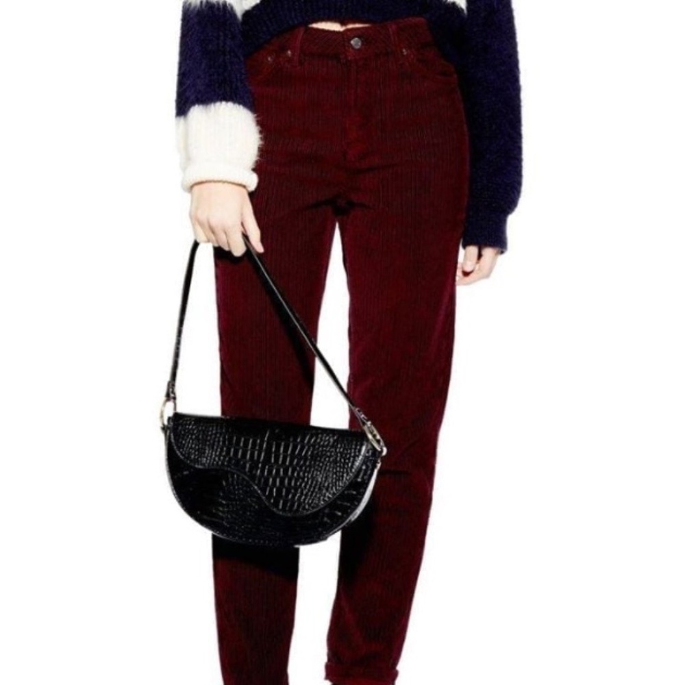 BRAND NEW women topshop burgundy corduroy mom pants size US 6 (W28 L32)